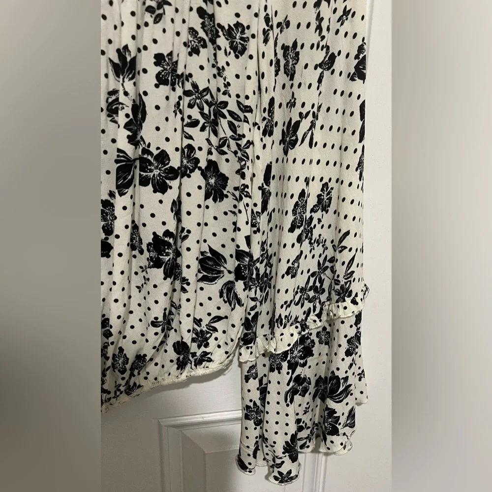 Intimately Free People Cream & Black Floral Boho Peasant Blouse Size Small/Med - Picture 7 of 14